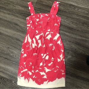 Banana Republic Pink White Floral Silk Cotton Strapless Dress Size 0